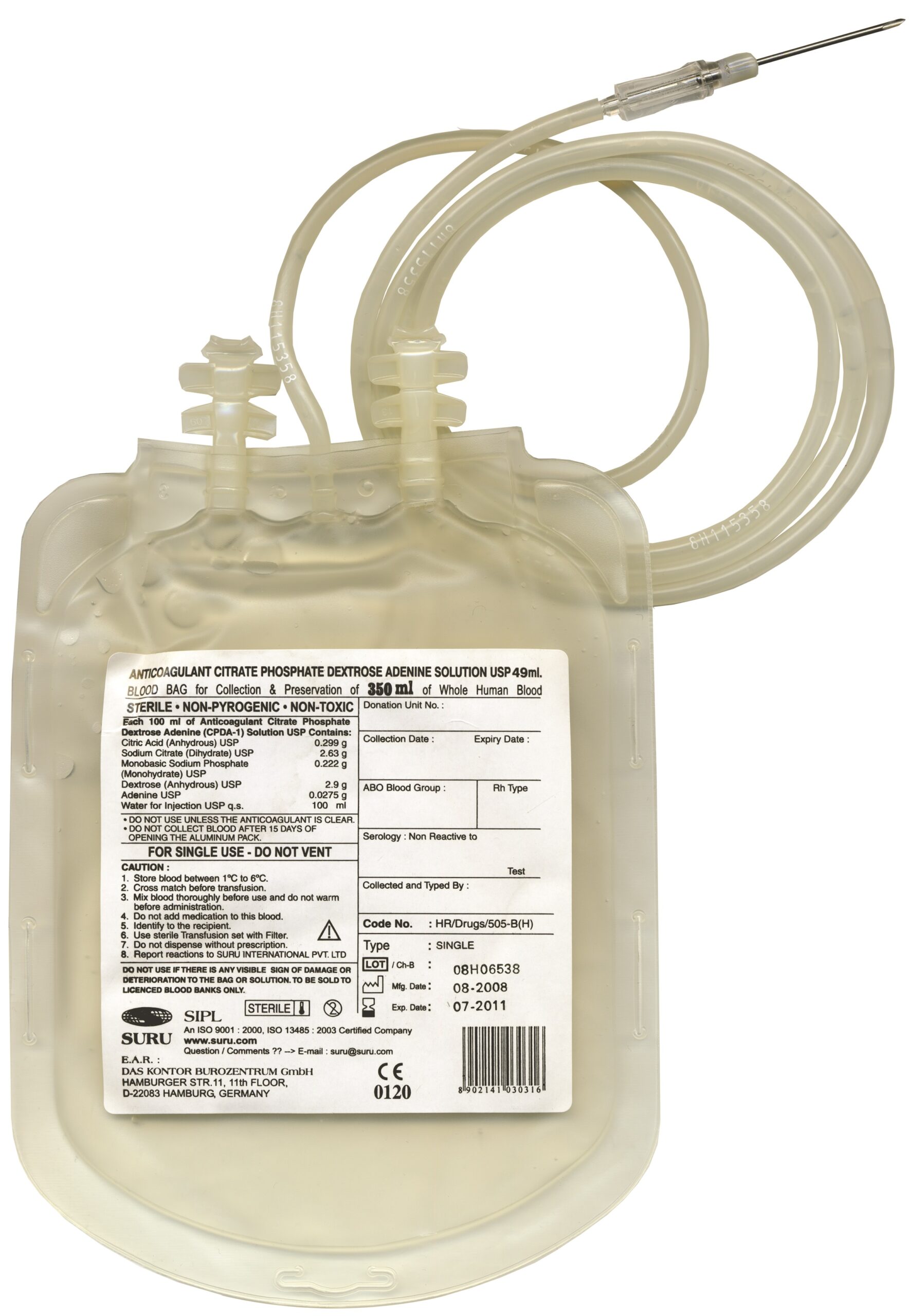 Blood Collection Bag (CDPA) 350ml