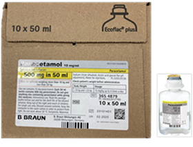 Product Recall Braun Medical Ltd Paracetamol IV 10mg ml 50ml Pk 10 